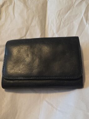 Vintage Tannery West Classic Black Leather Wallet Clutch